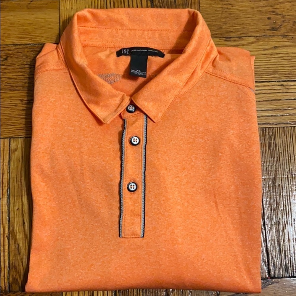 INC men’s orange & gray light polo short sleeve